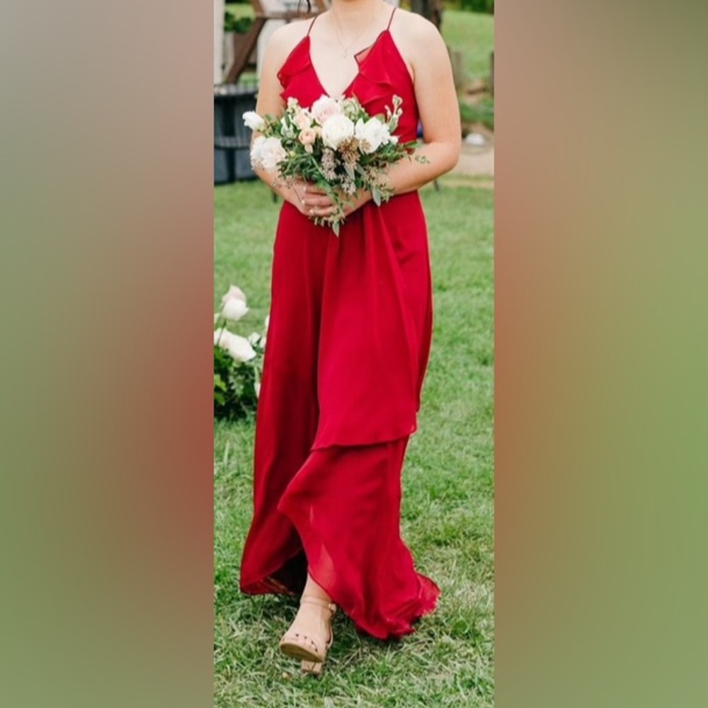 Burgundy Dessy x Jenny Packham High Low Dress